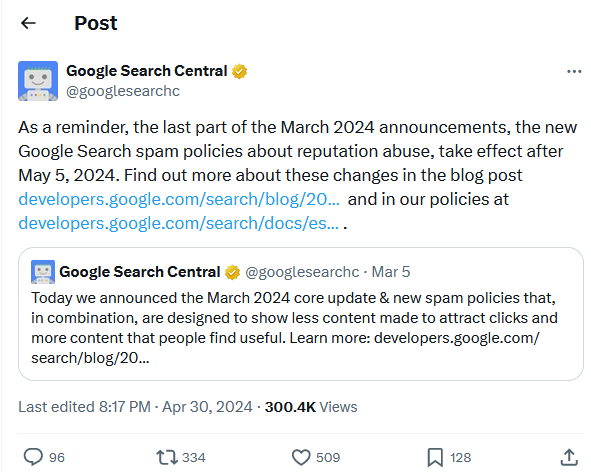 przypomnienie Google Search Central o 5 maja
