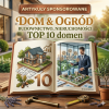 Profesjonalna miniatura produktowa SEOsklep24.pl dla pakietu 10 artykułów sponsorowanych w branży dom, ogród, budownictwo i nieruchomości. Grafika w stylu premium przedstawia otwartą księgę z modelem nowoczesnego domu, planami architektonicznymi oraz ekspertem analizującym sieć powiązań cyfrowych, co symbolizuje wysoką widoczność w Google i tematyczny link building.