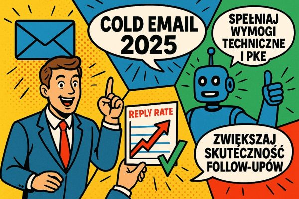 cold email 2025, wymagania techniczne PKE i skuteczność follow-upów