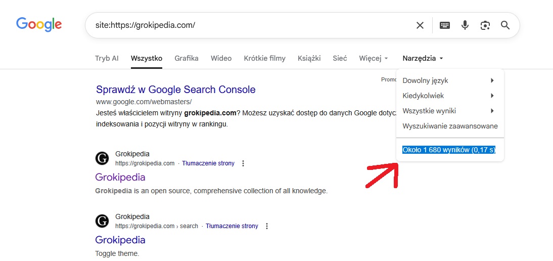 Indeksacja Grokipedia w Google
