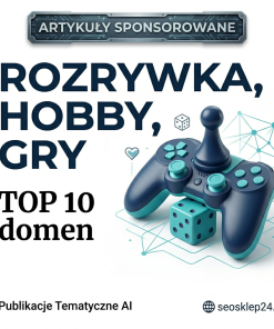 Grafika promująca pakiet artykułów sponsorowanych w tematyce rozrywka, hobby i gry na wyselekcjonowanych domenach