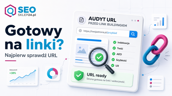 Grafika diagnostyczna pokazująca audyt URL-a przed linkowaniem SEO