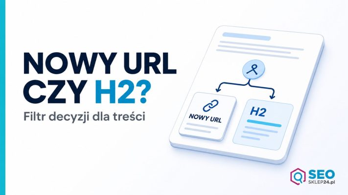 Grafika pokazująca wybór między samodzielnym URL-em a sekcją H2 za pomocą jednego dokumentu z rozgałęzioną strukturą treści.