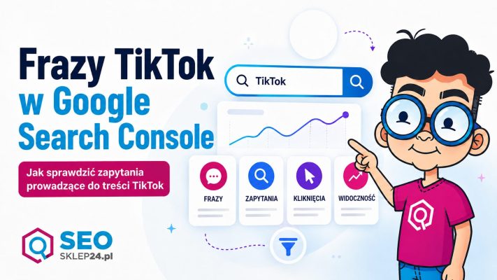 Grafika wyróżniająca artykuł o sprawdzaniu zapytań prowadzących do treści TikTok w Google Search Console.