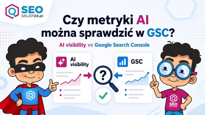 Grafika wyróżniająca o weryfikacji metryk AI visibility z danymi Google Search Console