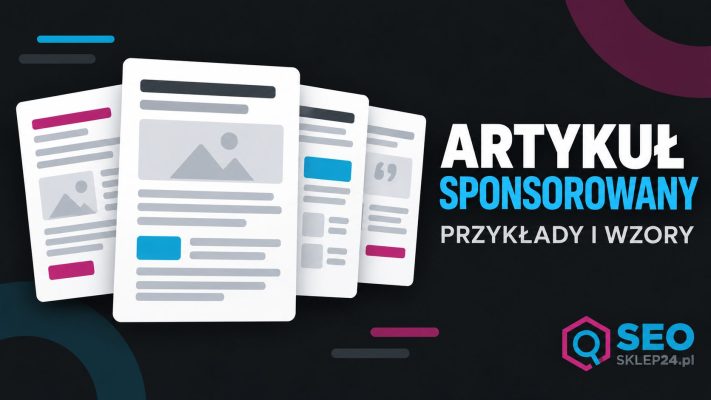 Cztery karty dokumentów symbolizujące różne przykłady i wzory artykułu sponsorowanego.