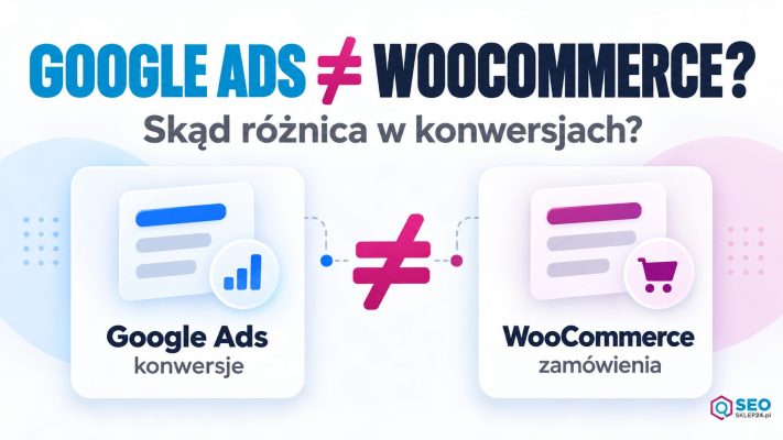 Google Ads i WooCommerce jako dwie warstwy raportowania: konwersje i zamówienia, między którymi występuje różnica do zdiagnozowania.